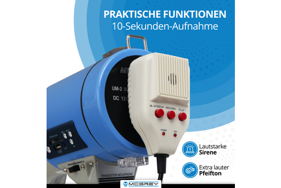 McGrey MP-800HRS USB/SD MP3 Megaphon, max. 80 Watt, 1000m  - Retoure (Zustand: sehr gut) image 4