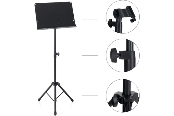 Pronomic OS-01C Pupitre d'Orchestre Fermé avec Pinces à Partitions 3x Set image 4