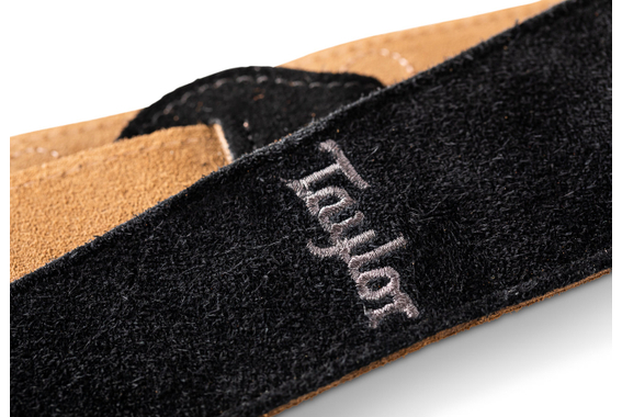 Taylor 2.5" Embroidered Suede Guitar Strap Black image 4