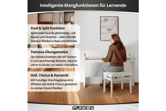 FunKey DP-1088 WM Digitalpiano Weiß matt  - Retoure (Zustand: sehr gut) image 4