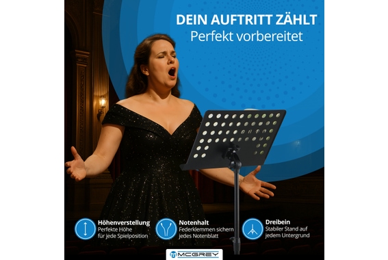 McGrey 11940 Pupitre d'Orchestre en Tôle Perforée avec Pinces à Partitions 3x Set image 4