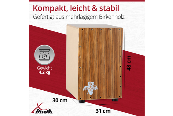 XDrum PERC CP-484 Cajon Peruana Zebrano Set incl. Scuola di Cajon image 4