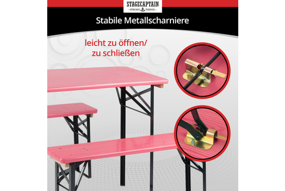 Stagecaptain Hirschgarten Bierzeltgarnitur für Balkon 117 cm Pink  - Retoure (Zustand: gut) image 4