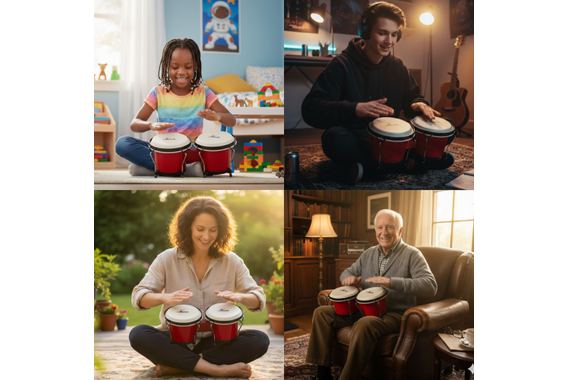 XDrum Bongos Club Rosso Vino SET incl. Borsa per Bongo image 4