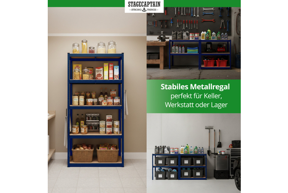 Stagecaptain Heavyrack Scaffale con Ripiani in Legno Blu, max. 875 kg image 4