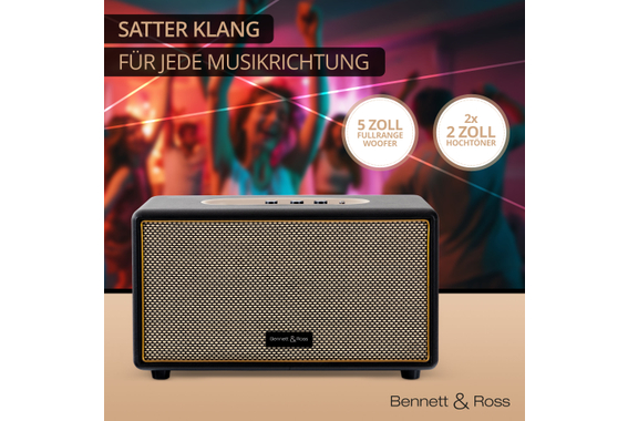 Bennett & Ross BB-860BK Blackmore Bluetooth Lautsprecher Schwarz  - Retoure (Verpackungsschaden) image 4