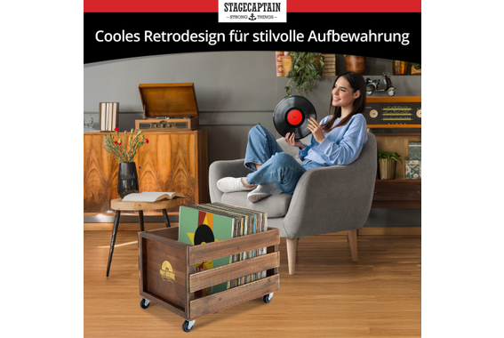 Stagecaptain SPKB-100 BN Schallplattenkiste "Emil" aus Bambus Braun  - Retoure (Zustand: sehr gut) image 4