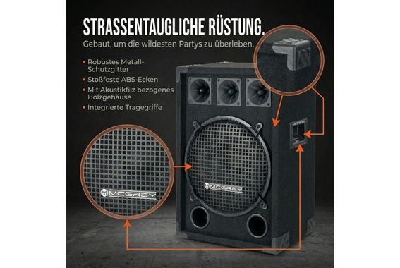 McGrey DJ-1222 Partykeller/DJ-Box 600W  - Retoure (Zustand: sehr gut) image 4