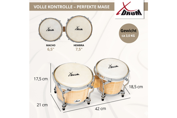 XDrum Bongos Pro Natur  - Retoure (Zustand: sehr gut) image 4