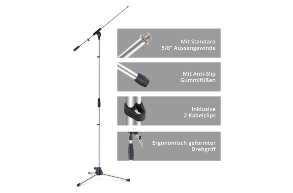 Pronomic Supporto Microfono MS-25C Pro Cromo Set da 3 image 4