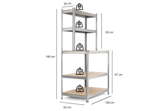 Stagecaptain WBR-175 SR Étagère D’atelier Avec Plateaux En Bois Argent 4x Set image 4