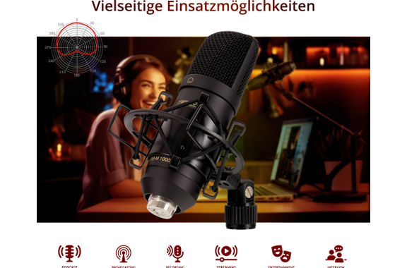 McGrey USB-M 1000 BK Microphone à condensateur pour podcast image 4