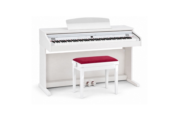 Classic Cantabile Banquette De Piano Modèle A Blanc Laqué Velours Rouge image 4