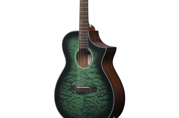 Ibanez AEWC16QA-TEH Westerngitaar Transparant Emerlad Burst Top Nat High Gloss image 4