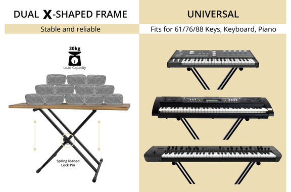 Classic Cantabile X-Keyboardstandaard met dubbele steunbalk image 4