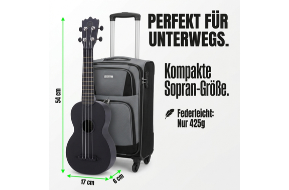 Classic Cantabile BeachBuddy Blackbird Ukulele Set incl. Tuner and School image 4