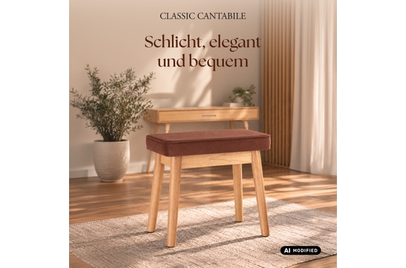 Classic Cantabile Banc De Piano Design Velours Chêne image 4