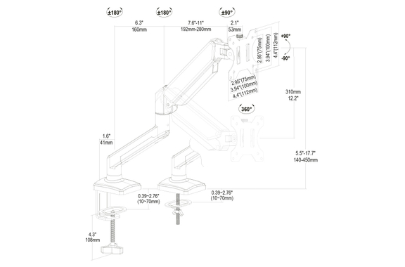 my wall HL 57 Fully Articulating Monitor Arm with Gas Spring image 4