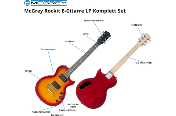 McGrey Rockit E-Gitarre Single Cut-Komplettset Orange Burst image 4