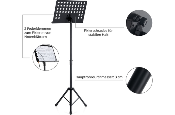 Pronomic OS-01P Orkeststandaard Perforatieplaat met Notenklemmen image 4