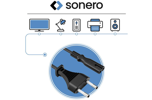 Sonero IEC C7 Netsnoer Eurostekker 1m zwart 2-delige set image 4