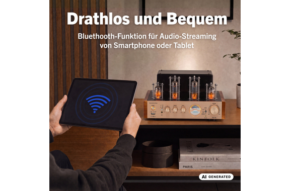 Bennett & Ross TA-70 HiFi Stereo-Verstärker im Röhrendesign Champagner image 4