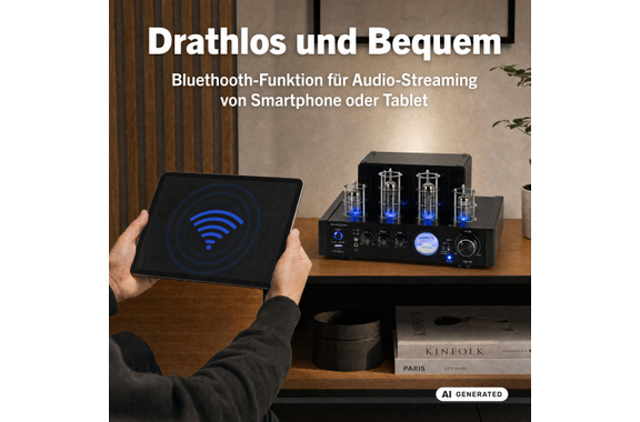 Bennett & Ross TA-70 BK HiFi Stereo-Verstärker im Röhrendesign image 4