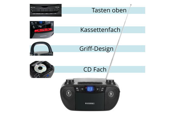 McGrey CDB-1016U BK Boombox With Cassette, Bluetooth and USB image 4