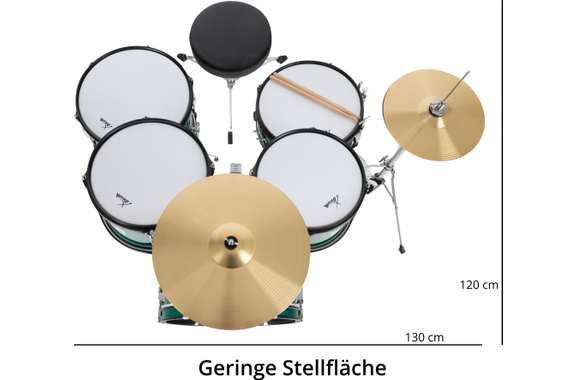 XDrum Junior Pro Kinder Schlagzeug Emerald Green Sparkle inkl. Schule image 4