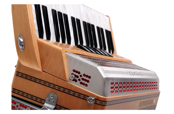 Alpenklang Pro Accordeon III 96 Toetsen-Steirische, Els met rode inzet in de sierlijst image 4