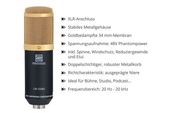 Pronomic CM-100BG Radioshow Bundle incl. Popschutz zwart & microfoonarm image 4