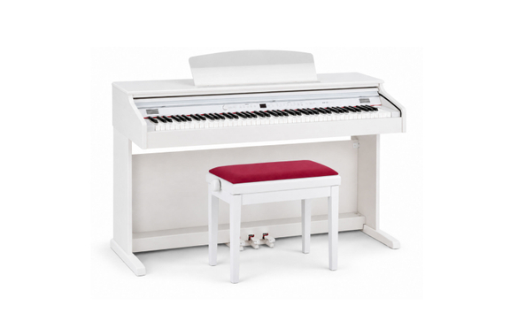 Classic Cantabile Banc De Piano Modèle A Blanc Mat Velours Rouge image 4