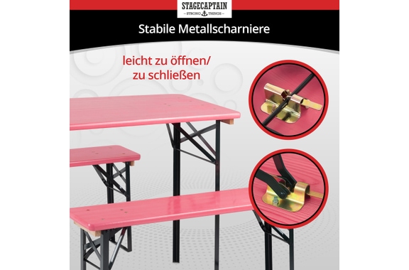 Stagecaptain Hirschgarten Conjunto De Muebles Para Biergarten Para Balcón 117 cm Rosa image 4