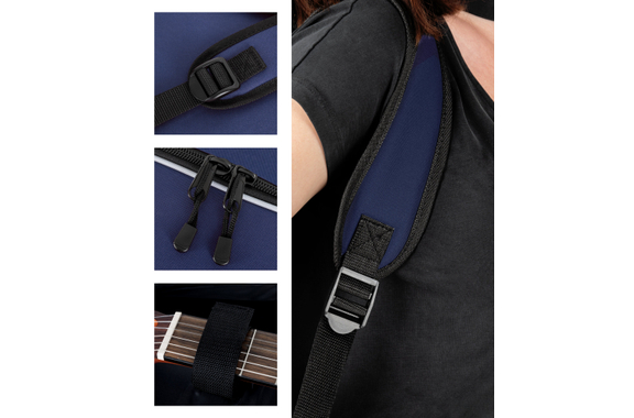 Rocktile Klassik-Gitarrentasche 1/2 - gepolstert mit Rucksackgarnitur Blau image 4