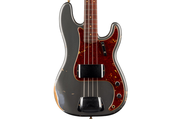 Fender 1960 Precision Bass Relic Super Faded Aged Charcoal Frost Metallic image 4