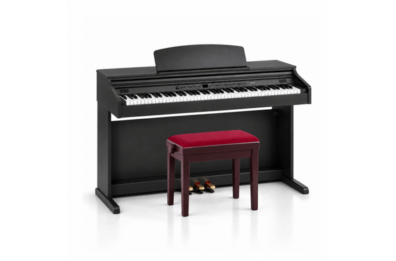 Banc De Piano Classic Cantabile Modèle A Acajou Velours Rouge image 4
