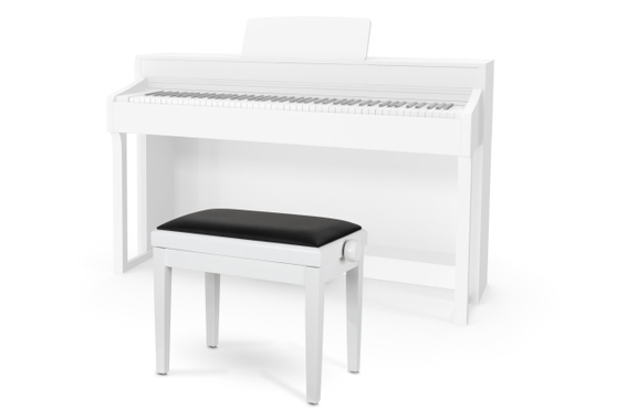 Classic Cantabile Banc De Piano Modèle A Blanc Laqué Avec Coussin Noir image 4