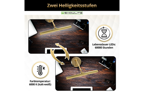 Showlite KW LED Piano Lamp Gold High Gloss image 4
