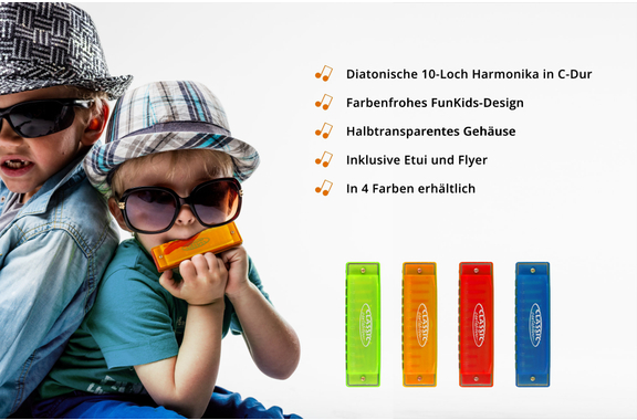 Classic Cantabile FBH-10 ON FunKids Harmonica C Major Orange image 4