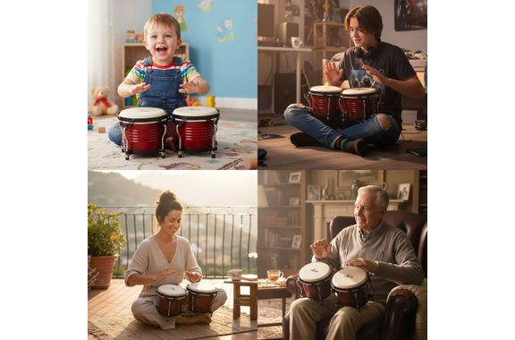 Set XDrum Bongos Pro Rojo Vino incl. Soporte image 4