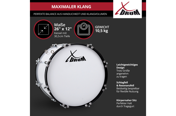 XDrum MBD-226 Marching Drum 26" x 12" image 4