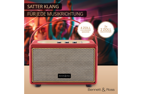 Bennett & Ross BB-820RD Blackmore Junior Bluetooth® Altoparlante Portatile a Batteria Rosso image 4