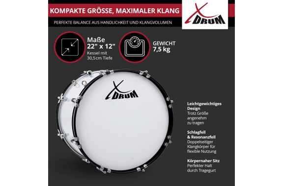 XDrum MBD-222 Marschtrommel 22" x 12"  - Retoure (Zustand: sehr gut) image 4