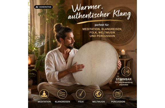 Classic Cantabile FD-24 Ethnic Frame Drum Stembaar 24" - Retour (Staat: Zeer Goed) image 4