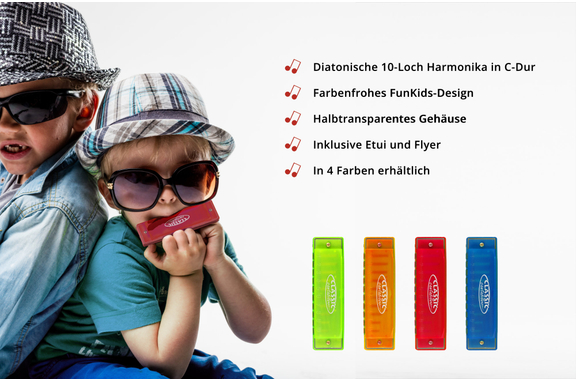Classic Cantabile FBH-10 RD FunKids Harmonica C Major Red image 4