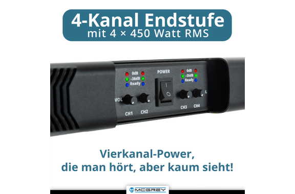 McGrey PA-4504 Eindversterker 1 HE 4x 450 Watt image 4