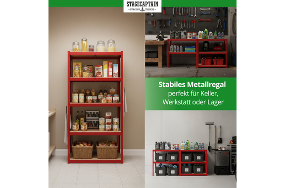 Étagère de Stockage Stagecaptain Heavyrack avec Tablettes en Bois Rouge, max. 875 kg 2x Set image 4