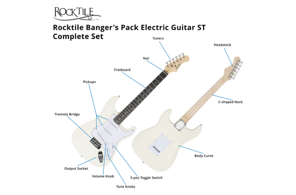 Rocktile Banger's Pack Set Chitarre Elettriche, 8 Pezzi White image 4