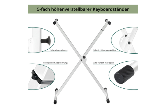 Classic Cantabile Support Clavier X Réglable En Hauteur Blanc image 4