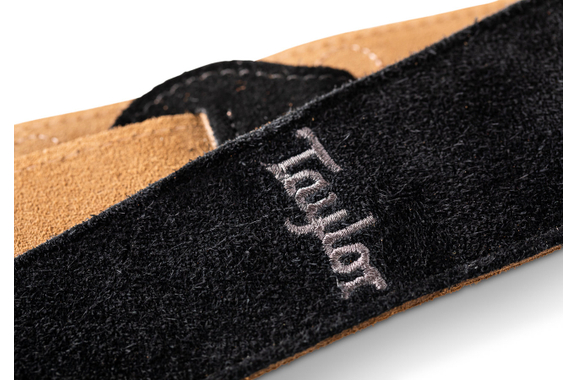 Taylor 2.5\" Embroidered Suede Guitar Strap Black image 4